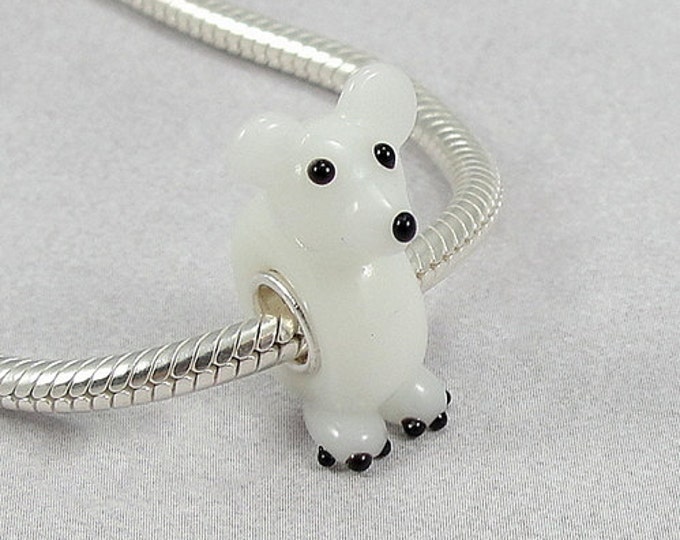 Polar Bear Large Hole Lampwork Glass Bead - 925 Sterling Silver European Bead Charm