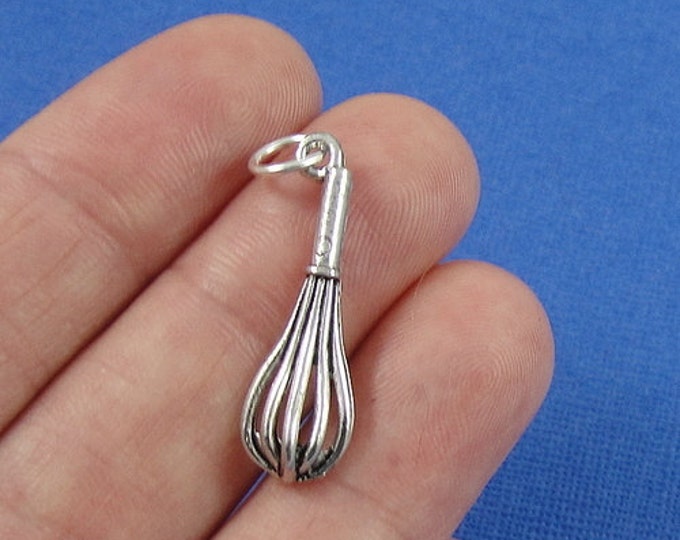 Baker's Whisk Charm - Silver Baking Whisk Charm for Necklace or Bracelet