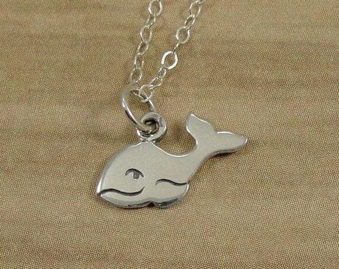 Whale Necklace, Sterling Silver Whale Charm on a Silver Cable Chain