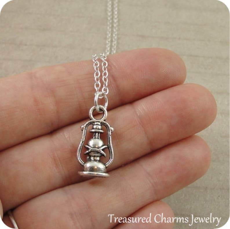 Oil Lantern Necklace Silver Plated Oil Lantern Charm on a Etsy