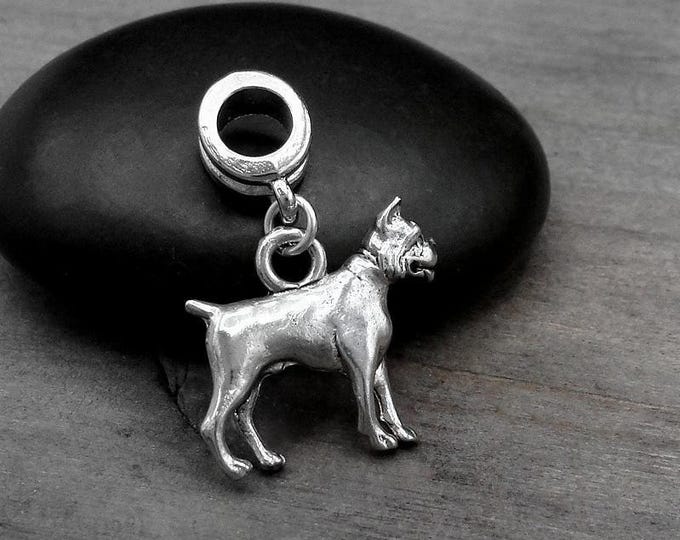 Boxer European Charm, Silver Boxer Dog Dangle Charm, Boxer Charm with Bail, Bullmastiff Charm, Boxer Dog Gift, Boxer Gift, Bullmastiff Gift
