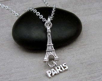 Paris Necklace, Silver Plated Eiffel Tower Charm Necklace, France Necklace, French Charm, Paris France Gift, Paris Themed Jewelry