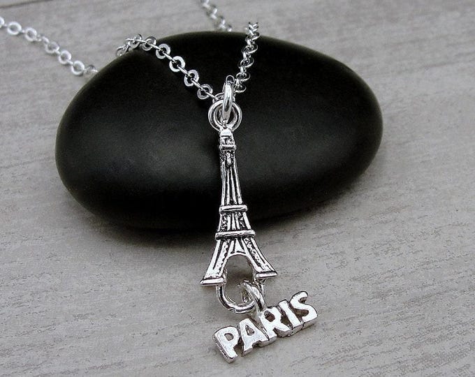 Paris Necklace, Silver Plated Eiffel Tower Charm Necklace, France Necklace, French Charm, Paris France Gift, Paris Themed Jewelry