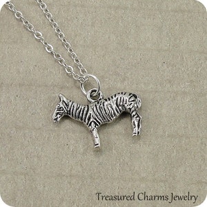 Zebra Necklace, Silver Zebra Charm on a Silver Cable Chain