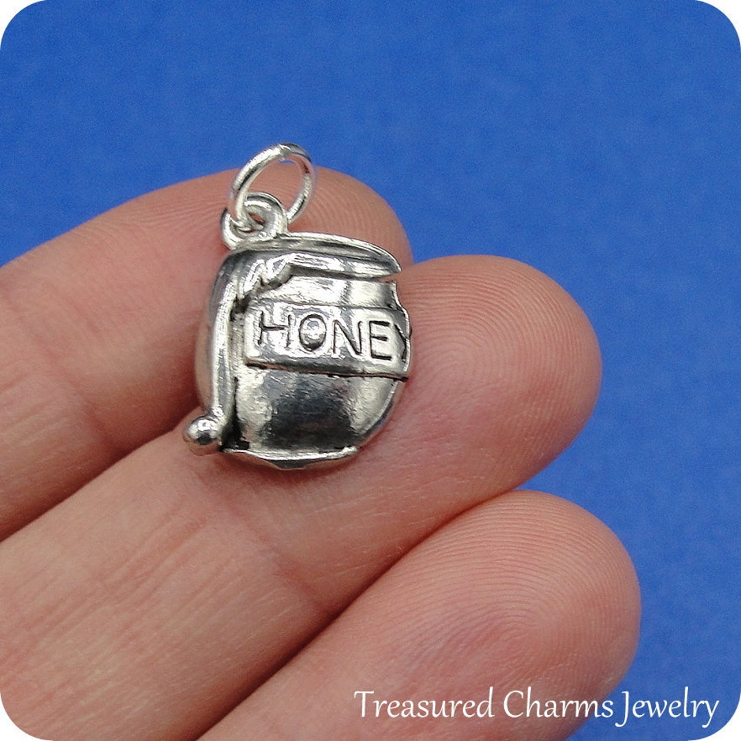 Silver Honey Jar Charm, Honey Pot Charm, Honey Jar Pendant, Necklace