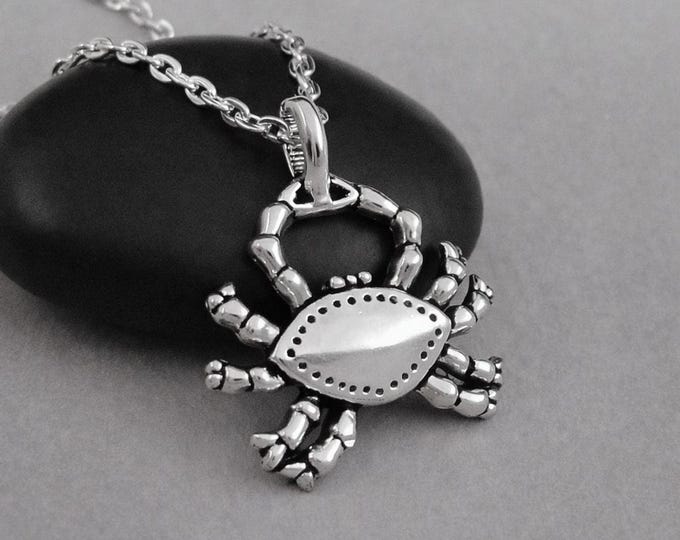 Silver Crab Necklace - Crustacean Charm - Marine Life Pendant - Cancer Zodiac Jewelry