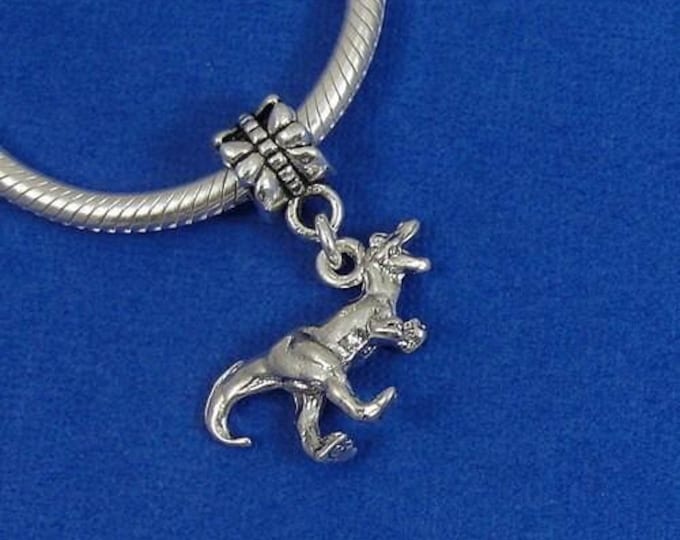 Tyrannosaurus Rex European Dangle Bead Charm - Silver Tyrannosaurus Rex Charm for European Bracelet