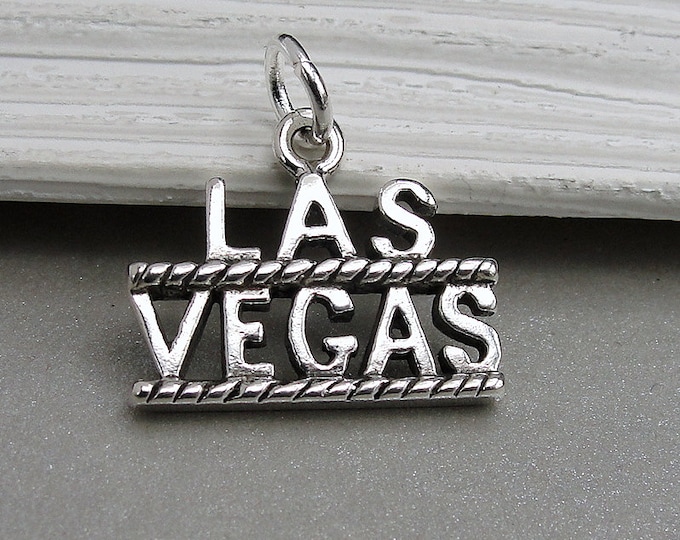 Las Vegas Charm, 925 Sterling Silver Vegas Casino Charm for Necklace or Bracelet, Gambling Charm, Nevada Charm, Las Vegas Souvenir Gift