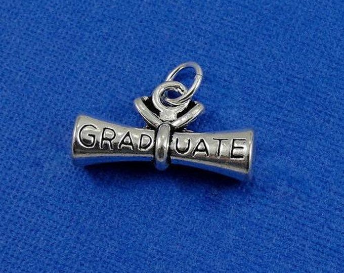 Diploma Charm - Silver Plated Graduate Diploma Charm for Necklace or Bracelet