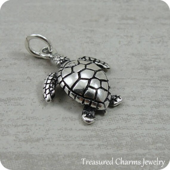 Sea Turtle Charm Sterling Silver Sea Turtle Charm for - Etsy