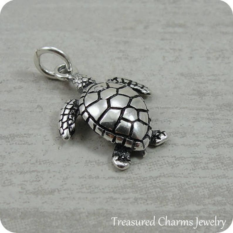Sea Turtle Charm Sterling Silver Sea Turtle Charm for | Etsy