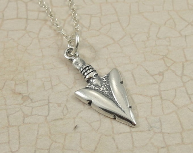 Arrowhead Necklace, Sterling Silver Arrowhead Charm on a Silver Cable Chain