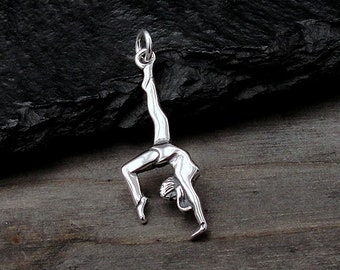 Gymnast Charm, Sterling Silver Gymnastics Charm for Necklace or Bracelet, Gymnast Gift, Gymnastics Gift, Gymnast Jewelry