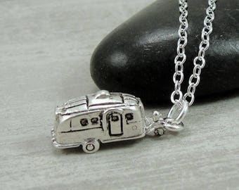 Camper RV Necklace, Silver Camper Charm on a Silver Cable Chain