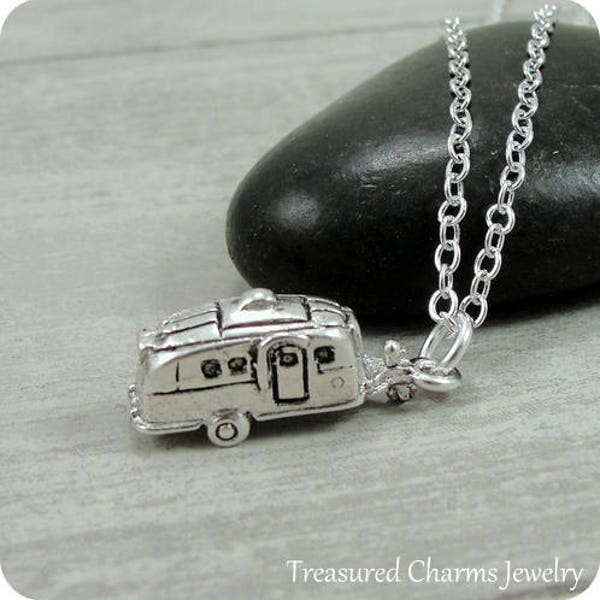 Camper RV Necklace, Silver Camper Charm on a Silver Cable Chain