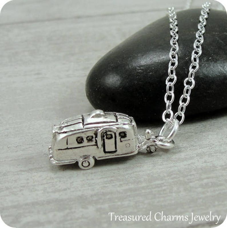 Camper RV Necklace Silver Camper Charm on a Silver Cable Etsy
