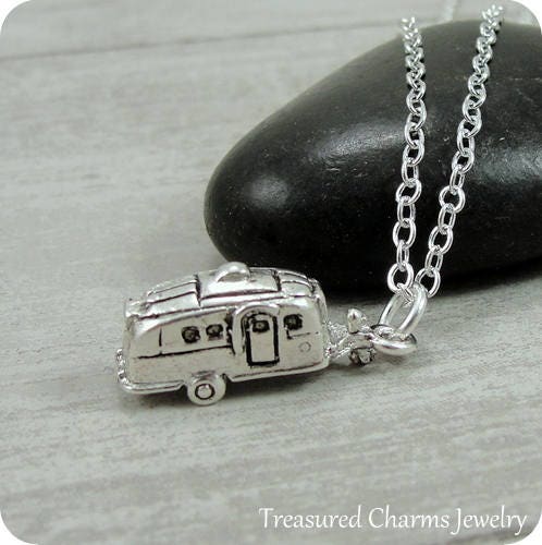 Sterling Silver Pop Up Camper Charm on a Silver Cable Chain Pop Up Camper Necklace