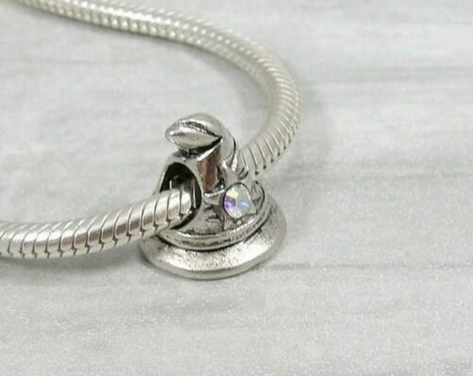 Wizard Hat European Bead Charm - Silver Wizard Hat Large Hole Bead for European Bracelet