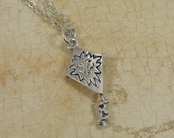 Kite Necklace, Silver Kite Charm on a Silver Cable Chain