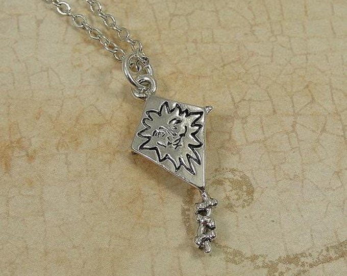Kite Necklace, Silver Kite Charm on a Silver Cable Chain