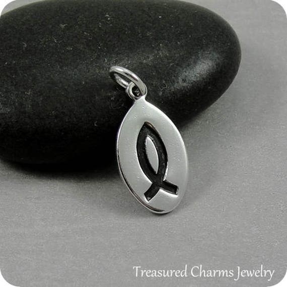 Christian Fish Charm Sterling Silver Jesus Fish Charm for Etsy