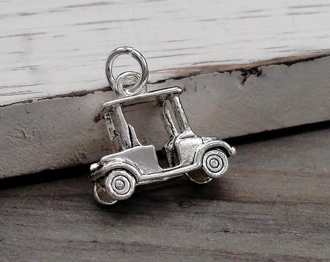 Golf Cart Charm, Silver Plated Golf Charm for Necklace or Bracelet, Golfing Charm, Golfer Charm, Golfing Gift, Golf Gift, Golf Jewelry