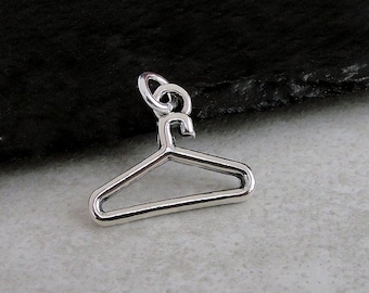 925 Sterling Silver Coat Hanger Charm, Coat Hanger Necklace, Clothes Hanger Charm, Fashion Charm, Clothing Charm, Fashion Designer Gift