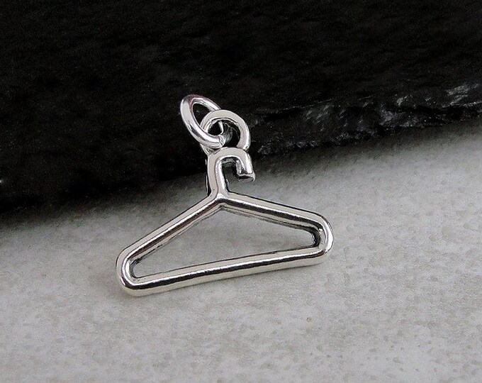 925 Sterling Silver Coat Hanger Charm, Coat Hanger Necklace, Clothes Hanger Charm, Fashion Charm, Clothing Charm, Fashion Designer Gift