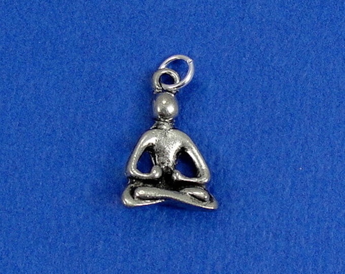 Meditation Pose Yoga Charm - Silver Meditation Yoga Charm for Necklace or Bracelet