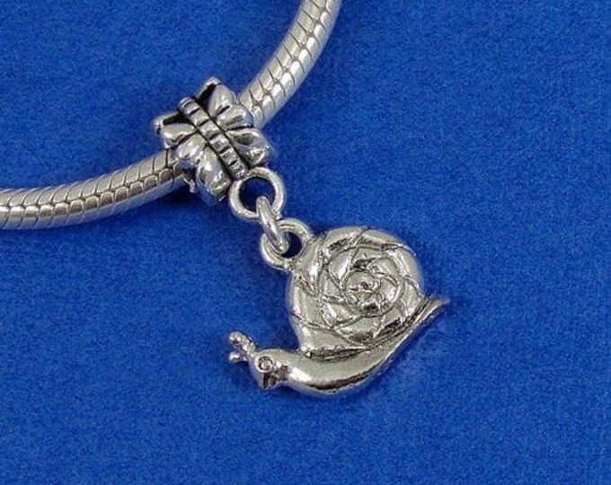 Snail European Dangle Bead Charm - Silver Snail Charm for European Bracelet