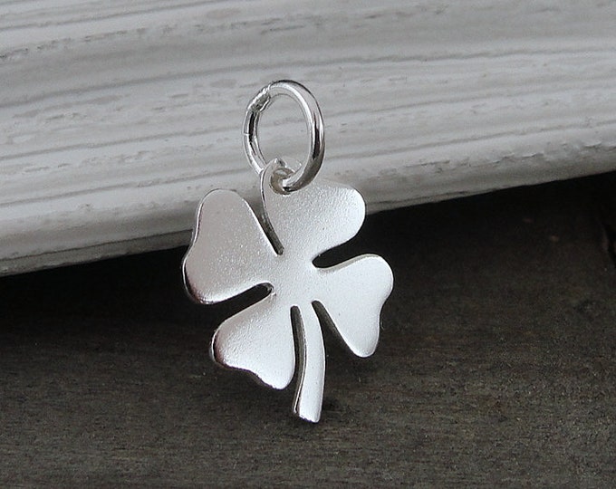 925 Sterling Silver Four Leaf Clover Charm, Irish Shamrock Charm, Lucky Clover Pendant, 925 Clover Necklace , Lucky Charm, Good Luck Gift
