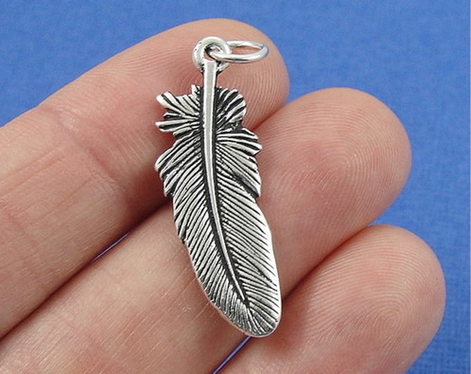Feather Charm - Silver Plated Feather Charm for Necklace or Bracelet