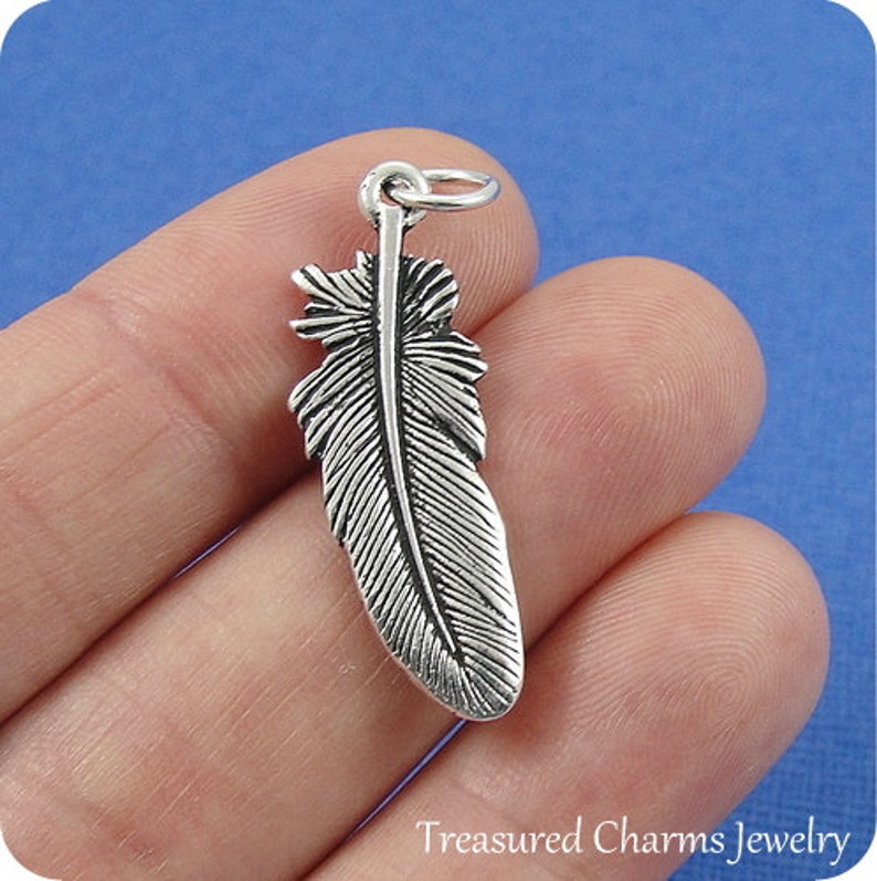 Feather Charm Silver Plated Feather Charm for Necklace or Etsy