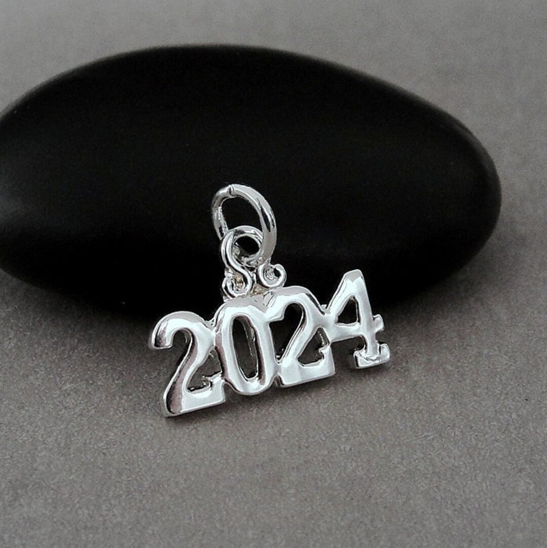 Silver 2024 Charm, Year 2024 Charm, Class of 2024 Charm, Graduation