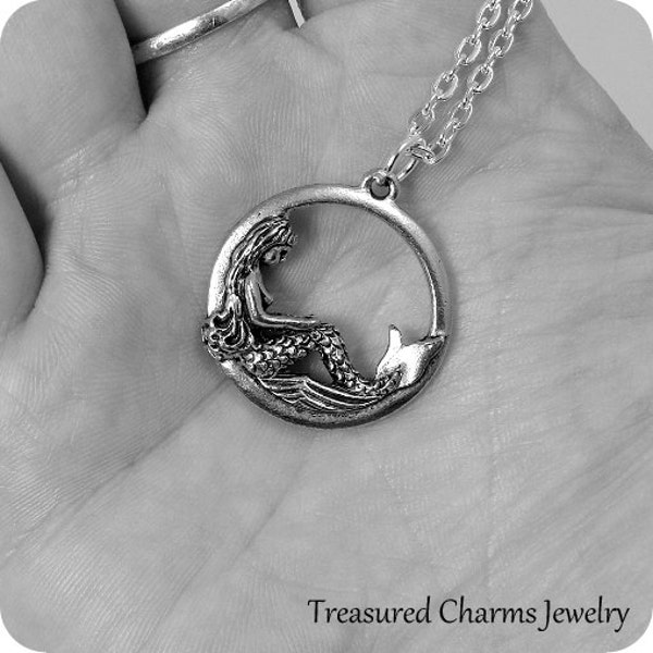 Mermaid Necklace, Silver Mermaid Necklace on a Silver Cable Chain
