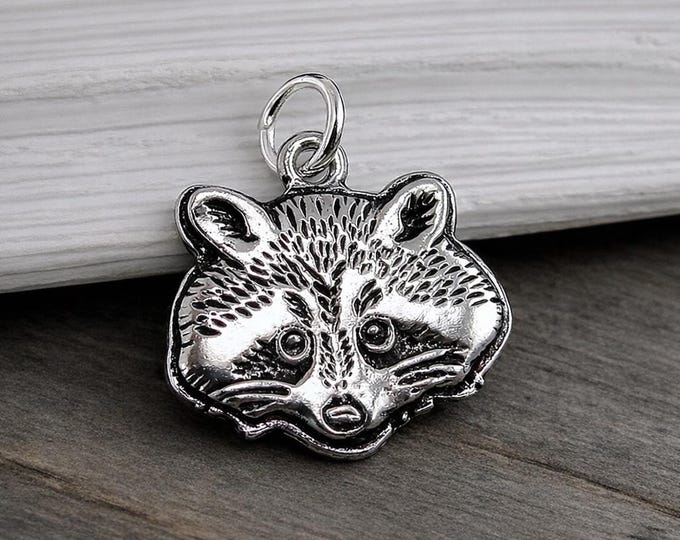 Raccoon Charm - Silver Raccoon Pendant for Necklace or Bracelet - Wildlife Charm - Trash Panda Charm - Raccoon Gift - Raccoon Jewelry