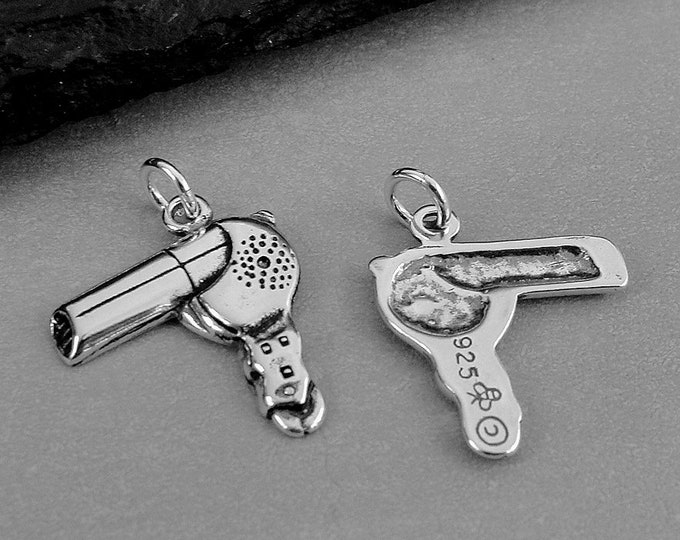 CLOSEOUT, Hair Dryer Pan Charm, Sterling Silver Blow Dryer Charm, Hair Stylist Charm, Beauty Charm, Cosmetologist Charm, Hair Stylist Gift