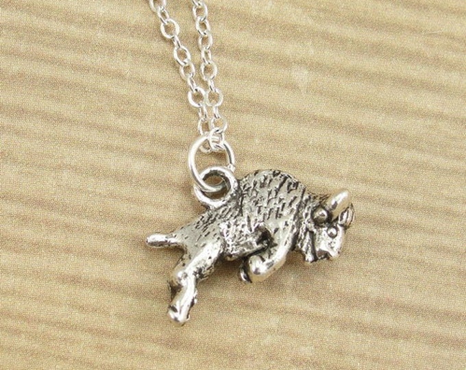 CLOSEOUT, Buffalo Necklace, Silver Buffalo Charm on a Silver Cable Chain