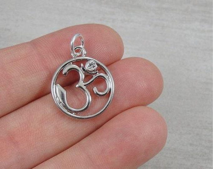 Om (Aum) Charm - Silver Plated Om Symbol Charm for Necklace or Bracelet