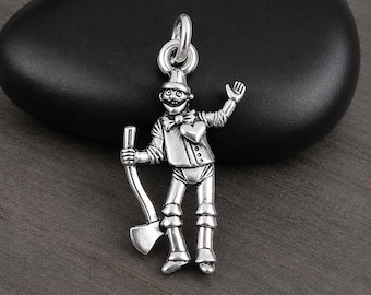 Tin Man Charm - Silver Plated Tin Man Charm for Necklace or Bracelet - Tin Man Pendant - Tin Man Gift - Tin Man Jewelry