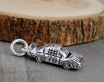 Race Car Charm, Silver Race Car Charm for Necklace or Bracelet, Racing Charm, Hot Rod Charm, Stock Car Charm, Gift for Race Car Driver