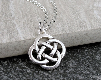 Celtic Knot Necklace, Silver Plated Celtic Symbol Charm Necklace, Irish Charm Necklace, St Patrick's Day Charm Necklace, Celtic Gift Jewelry