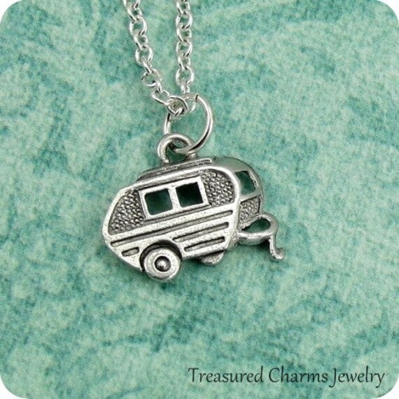 Camper RV Necklace Silver Camper RV Charm on a Silver Cable Etsy