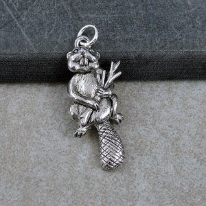 Beaver Charm, Silver Beaver Necklace Charm, Otter Charm, Musktrat Charm, Rodent Charm, Beaver Pendant, Beaver Jewelry, Beaver Gift