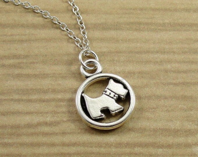 Scottie Dog Necklace, Silver Scottish Terrier Charm on a Silver Cable Chain