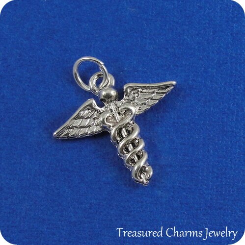 Medical Caduceus Charm Silver Plated Caduceus Charm for - Etsy