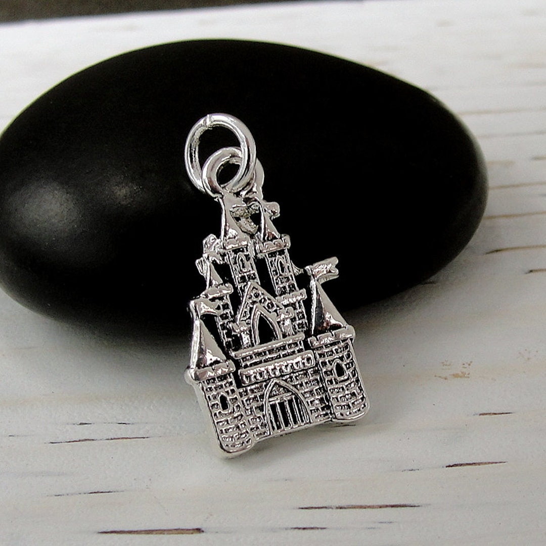 Silver Castle Charm, Medieval Castle Necklace Charm, Castle Bracelet