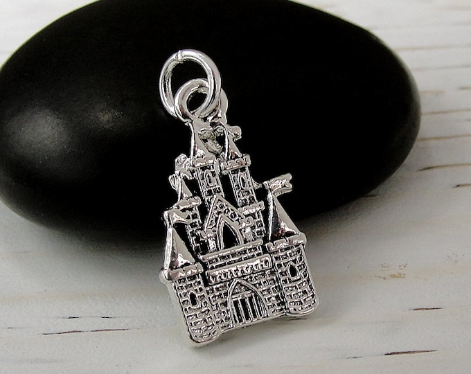 Silver Castle Charm, Medieval Castle Necklace Charm, Castle Bracelet Charm, Fairy Tale Charm, Princess Charm, Royal Castle Pendant Jewelry