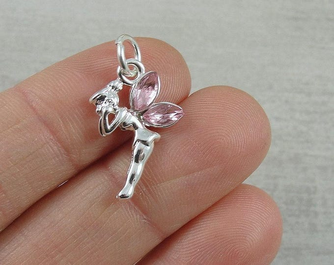 Silver Fairy Charm, Pink Fairy Charm, Pixie Charm, Fairy Tale Charm, Fairy Pendant, Fairytale Charm, Fairy Pendant, Fairy Gift