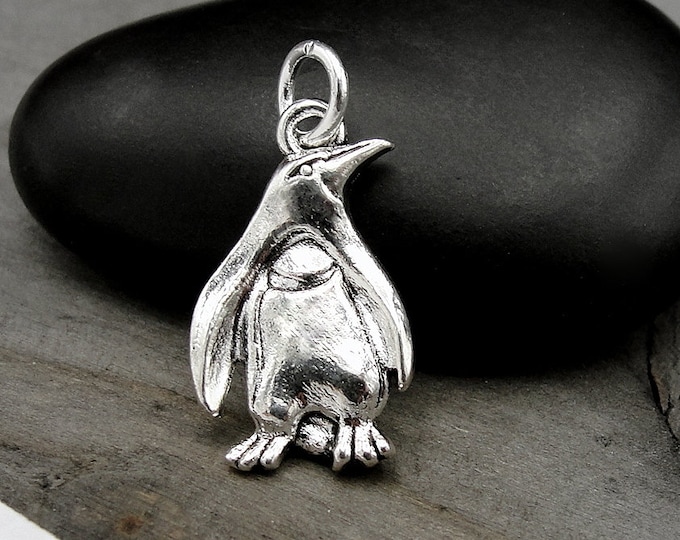 Penguin Charm, Silver Penguin Pendant for Necklace or Bracelet, Penquin Charm, Penquin Necklace, Penguin Gift, Penguin Jewelry, Arctic Charm